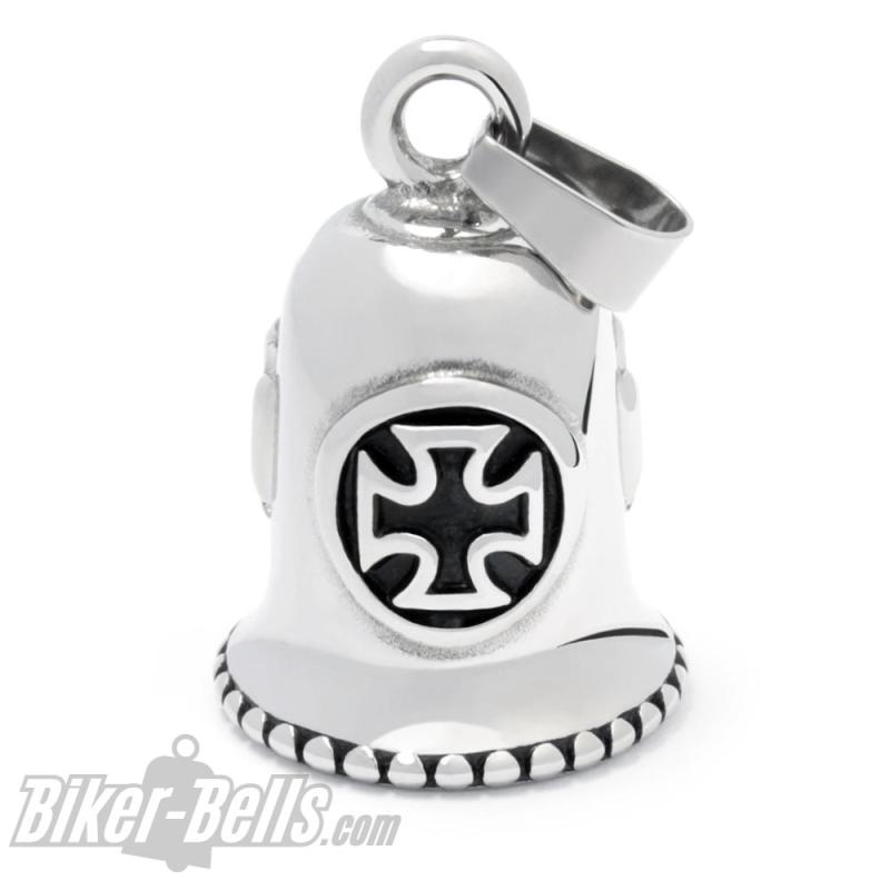 Eisernes Kreuz Biker-Bell aus Edelstahl Iron Cross Ride Bell silber Motorradglocke